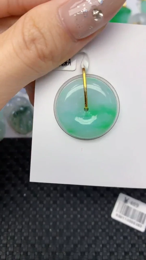 颈饰18K金镶嵌翡翠天然缅甸翡翠a货百元以上9元证书费自理