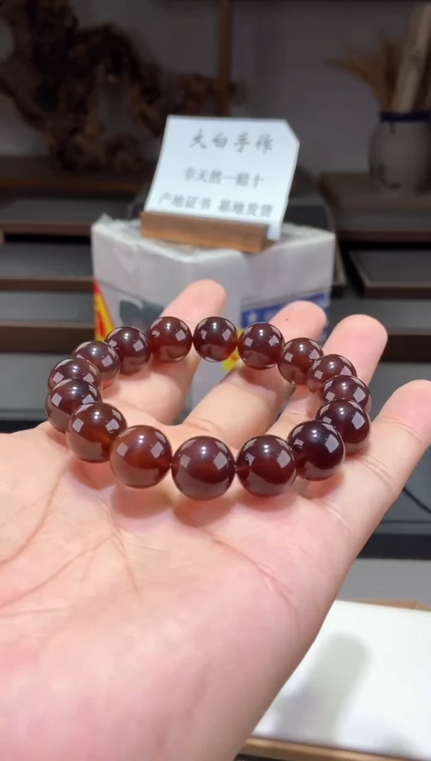 琥珀颈饰未镶嵌棕红 手串13