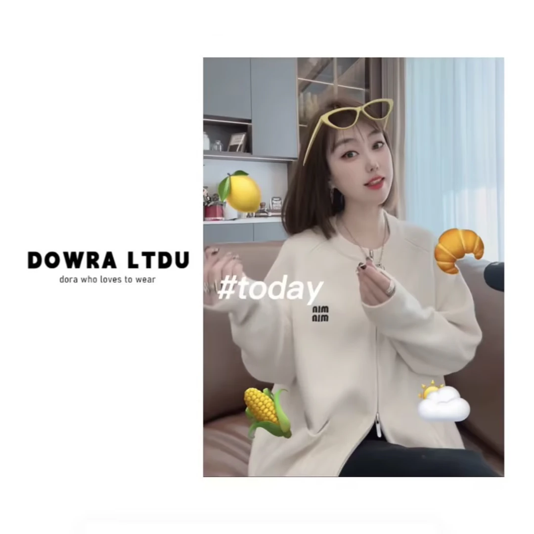 朵拉【时光独白】2024年冬季新款圆领刺绣长袖百搭开衫外套 102-595