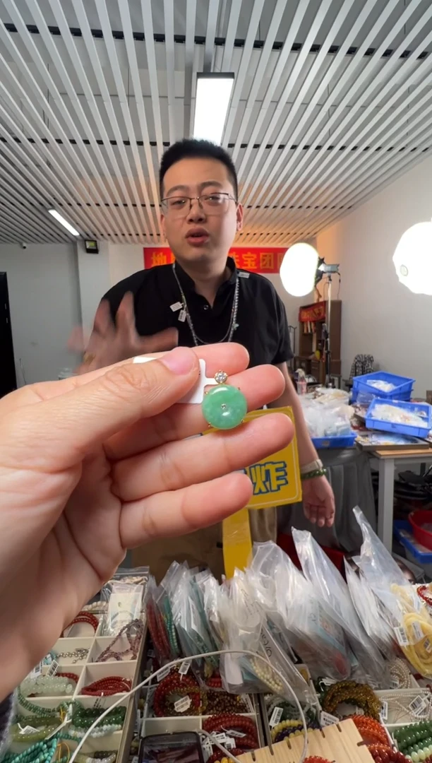吊坠(不含链)银S925镶嵌翡翠翡翠平安扣吊坠s925银镶嵌（小）