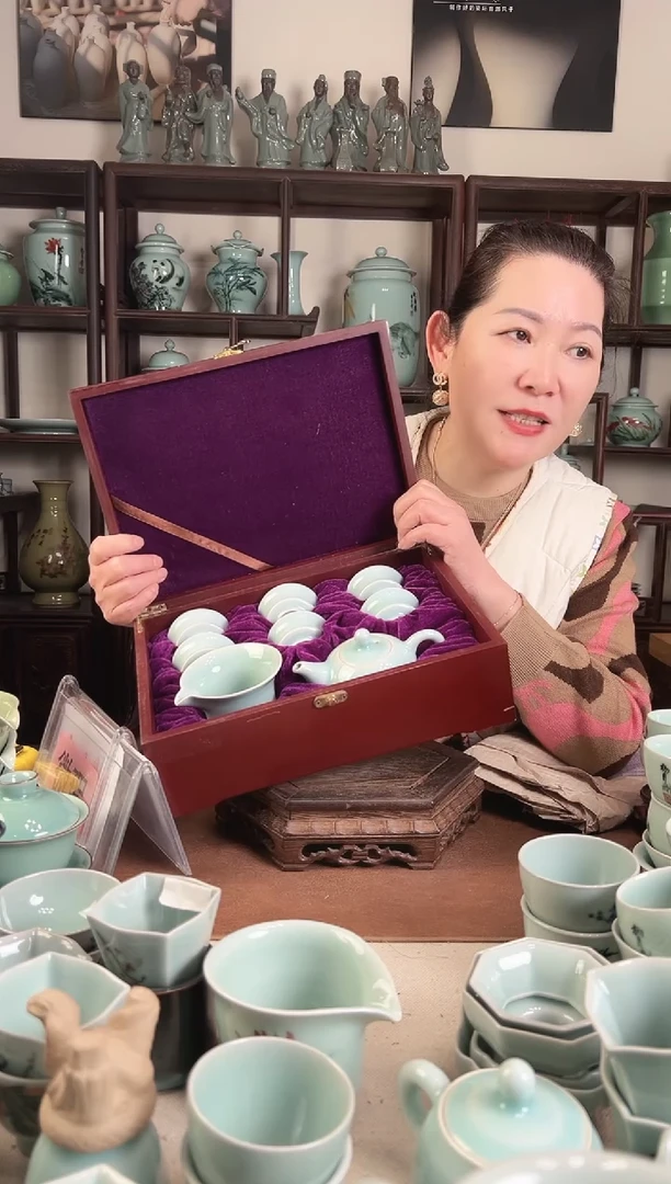 纯手工 粉青 8头茶具L