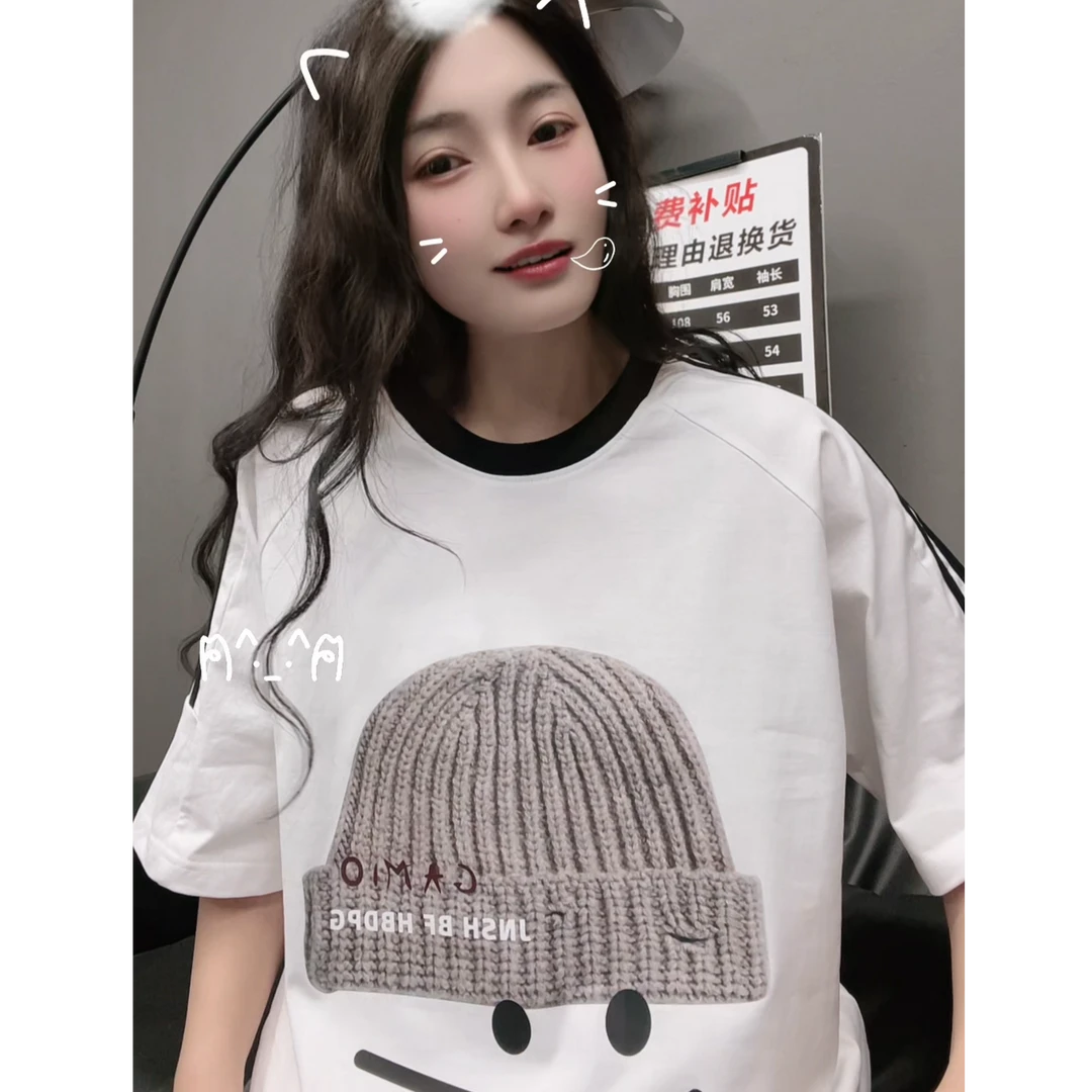 2025纯棉短袖T恤男女同款情侣百搭韩版宽松设计