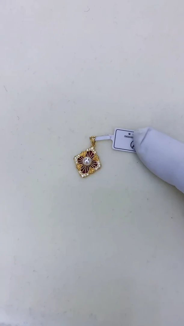 银S925镶嵌饰品海水珍珠设计款吊坠