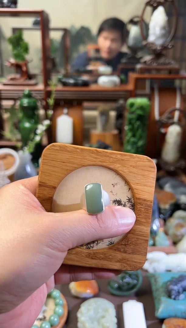 【闪购商品】和田玉戒指银S925镶嵌活口戒