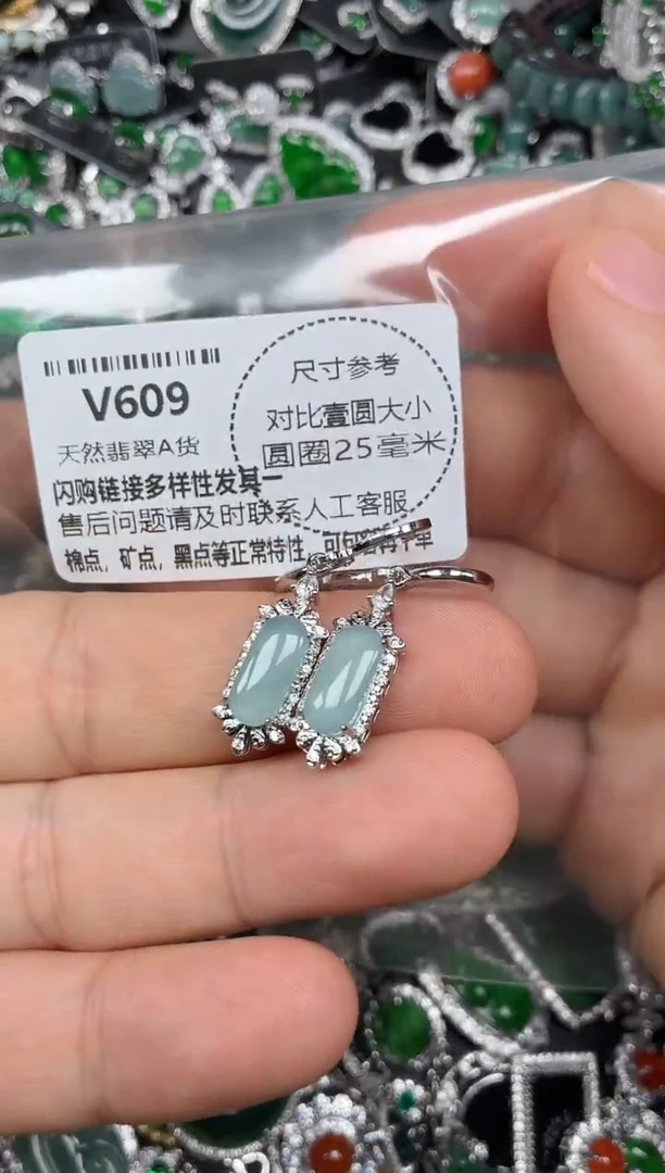 颈饰未镶嵌翡翠V609耳扣