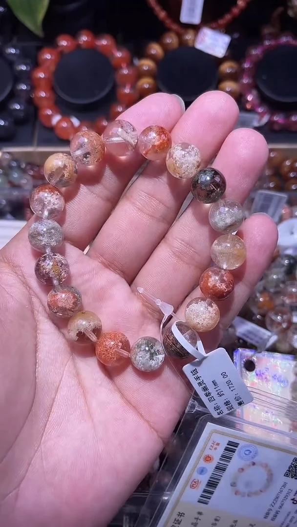 水晶手链未镶嵌11mm四季彩幽灵手链单圈