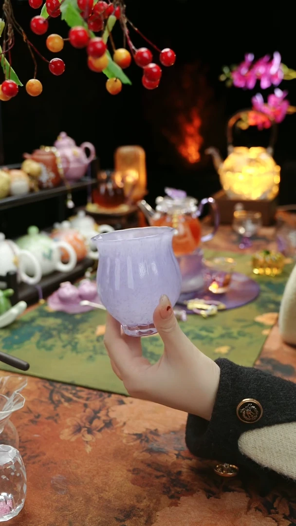 【闪购商品】紫色水晶琉璃水仙杯110cc@@@@