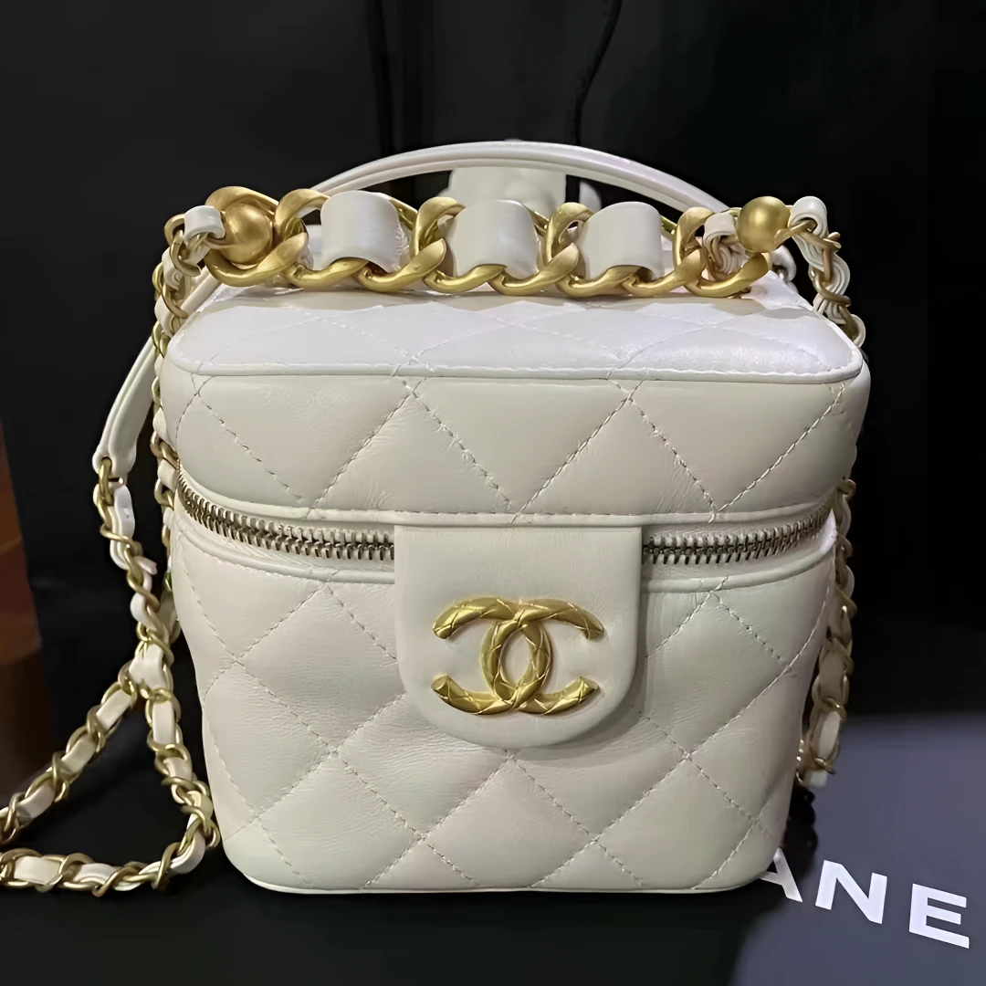 99新 Chanel/香奈儿 【杨贵妃专属】芯片/手工坊系列白色金珠盒子包