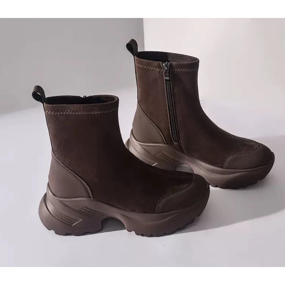 【U.M】丝绒可可瘦瘦靴增高百搭复古丝绒靴