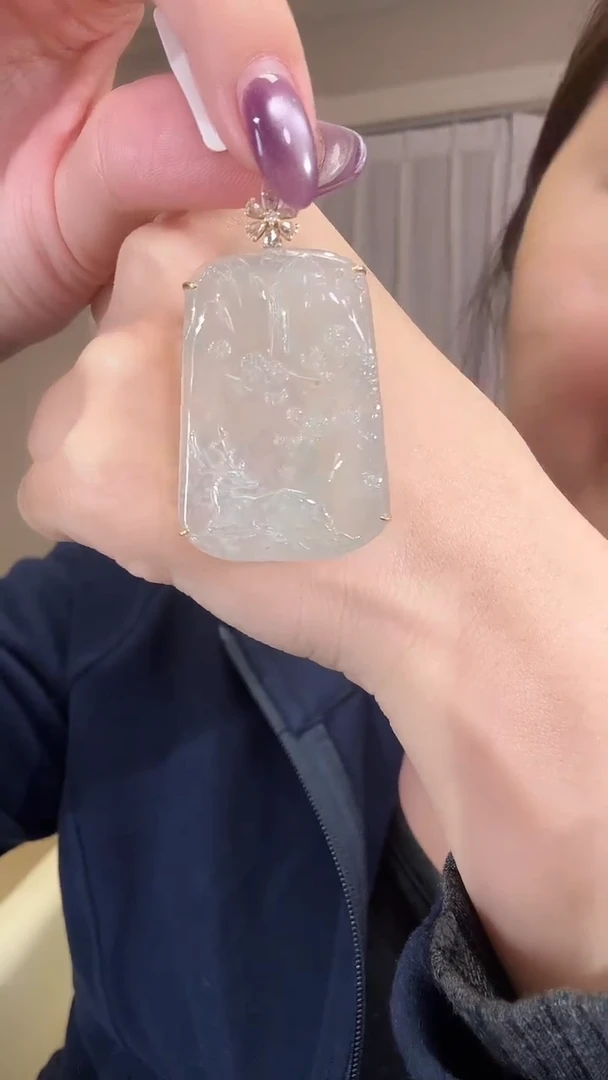 吊坠(不含链)18K金镶嵌翡翠【源头工厂】钻石镶嵌