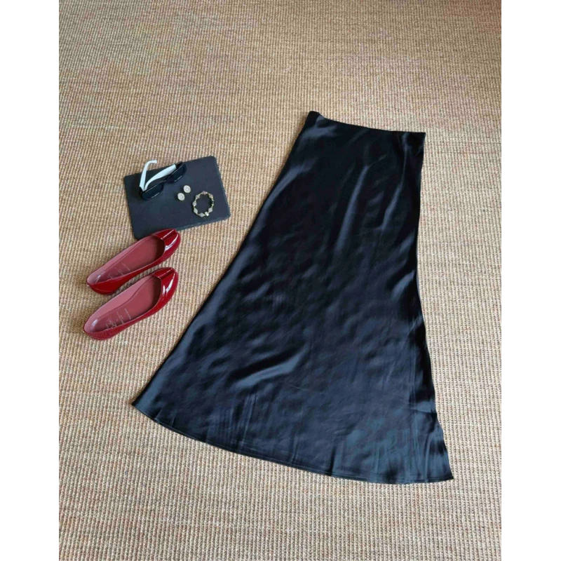 （净版半裙）醋酸侧开衩显瘦时尚高级半裙