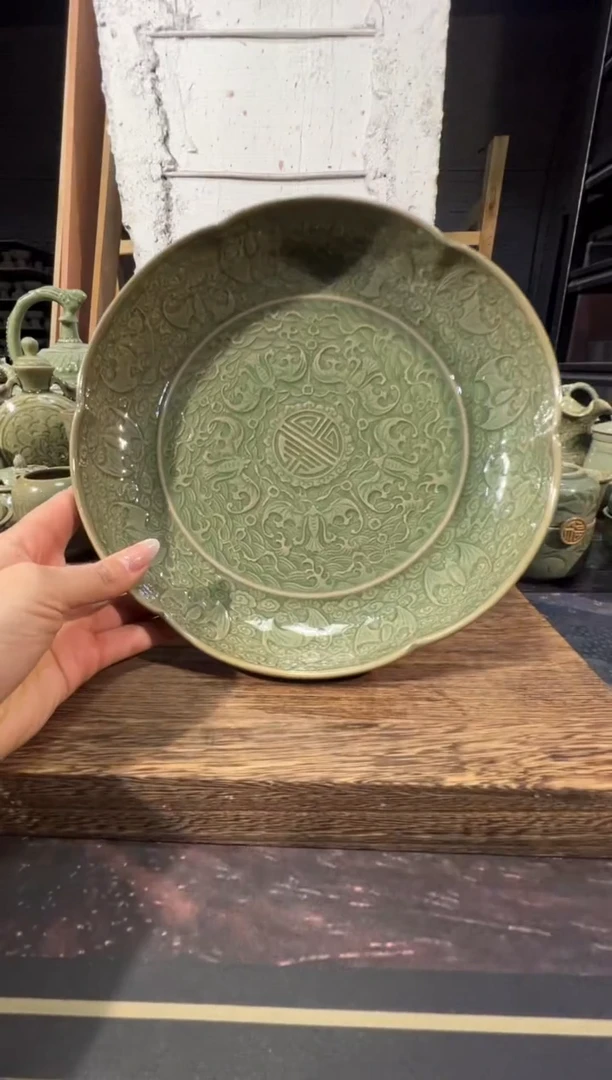 微瑕耀州窑百福盘