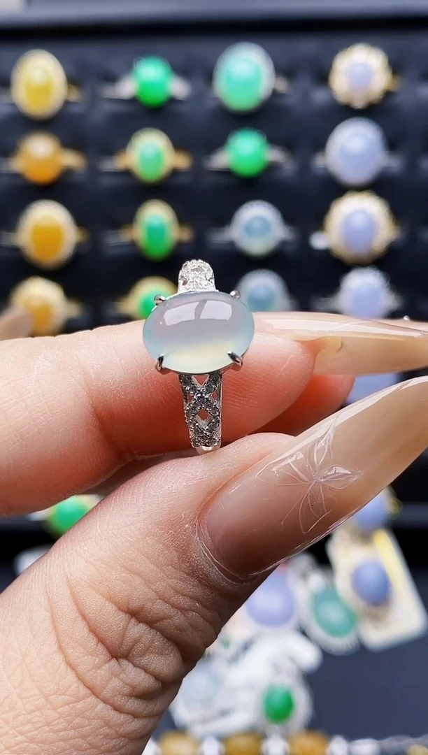 银S925镶嵌戒指翡翠0215