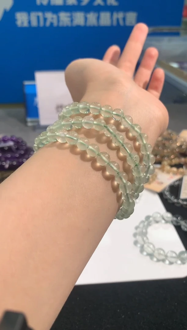 【闪购商品】水晶手链未镶嵌63号葡萄石三圈6mm