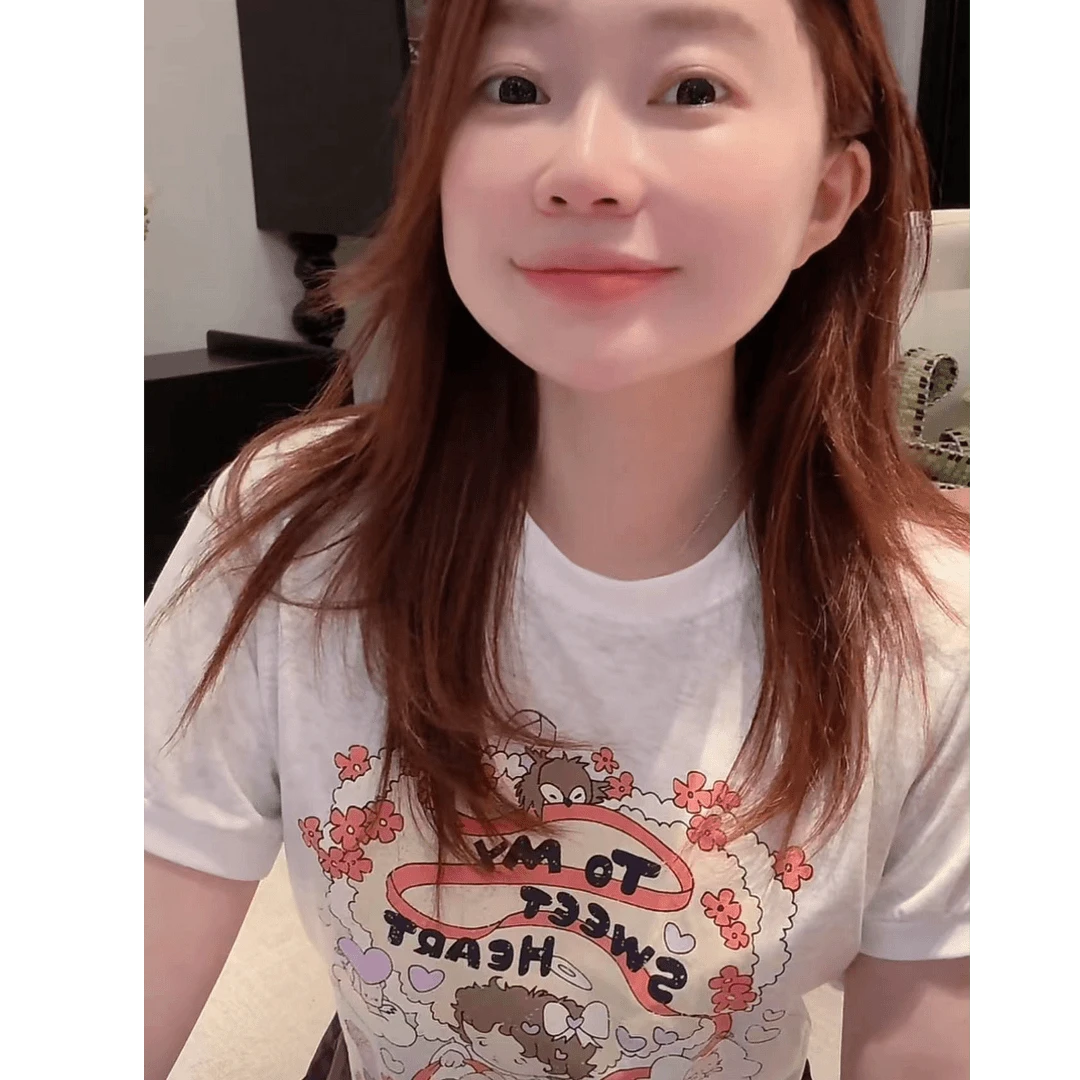 【BORAKOO】花仙子~浅花灰色圆领包边短袖T