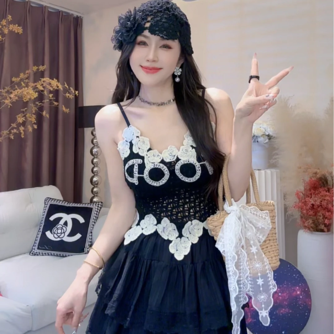 L.X~镂空针织小吊带背心女夏内搭外穿度假独特别致绝美上衣6219