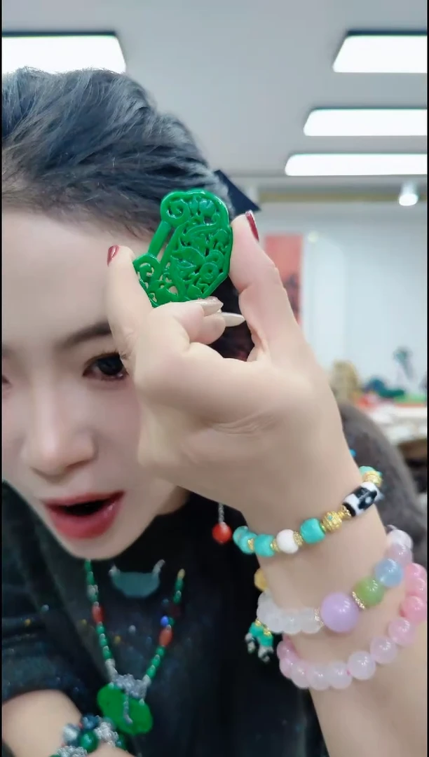 【闪购商品】石英质玉颈饰合金0737 绿色锁福在眼前