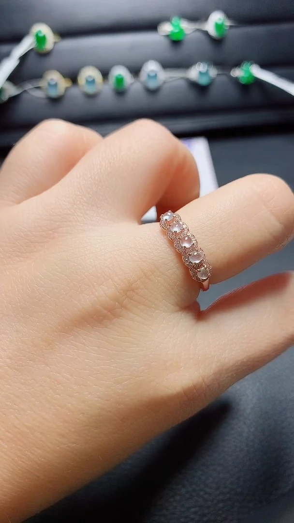 银S925镶嵌戒指翡翠 天然翡翠A货s925银镶