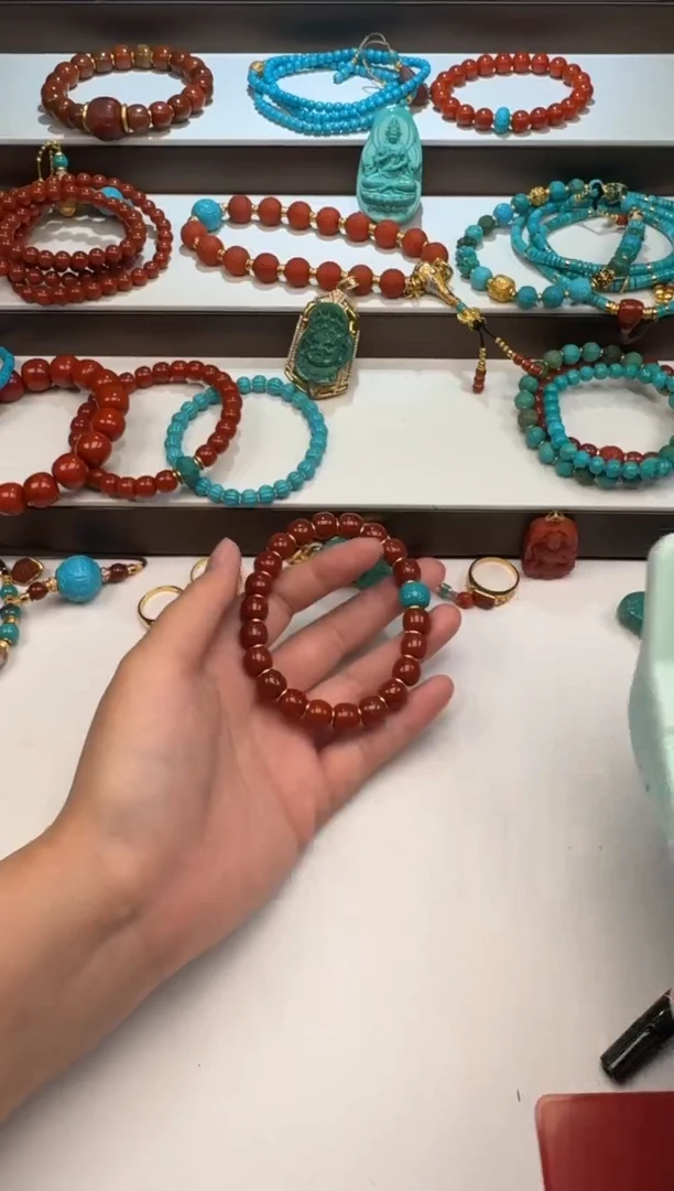 18K金镶嵌手串手串南红玛瑙晚*～配饰配饰