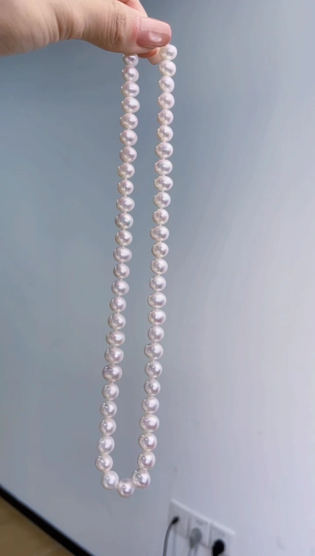 项链银S925镶嵌淡水珍珠8-9MM