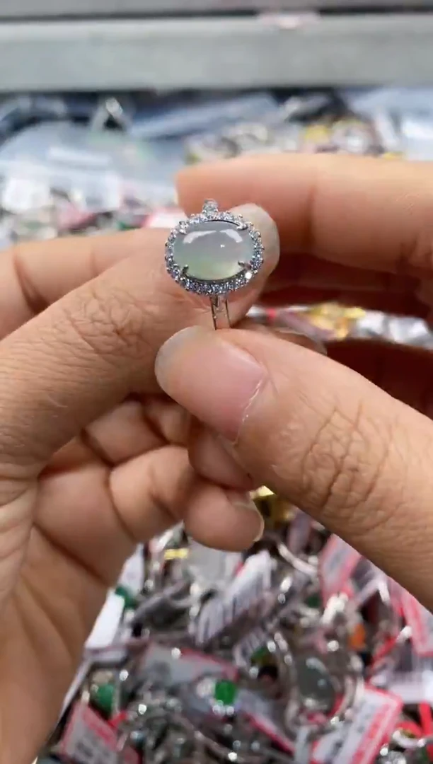 银S925镶嵌戒指翡翠222                 1