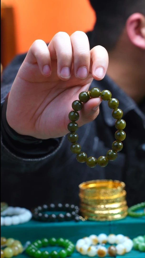 未镶嵌手串和田玉碧玉秋香手串卡12