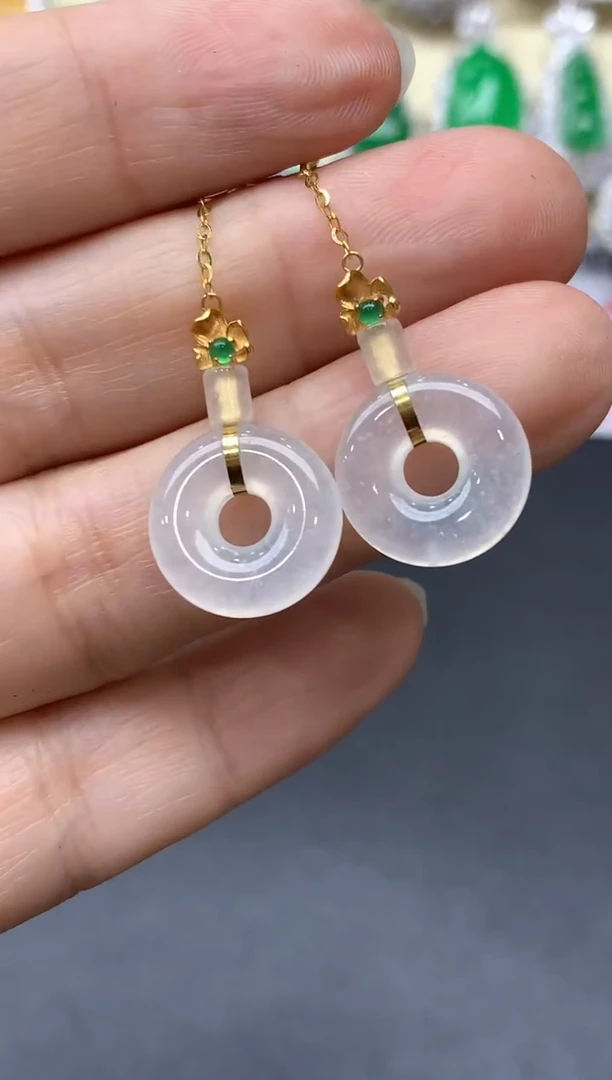 18K金镶嵌翡翠耳饰353-中国好珍宝