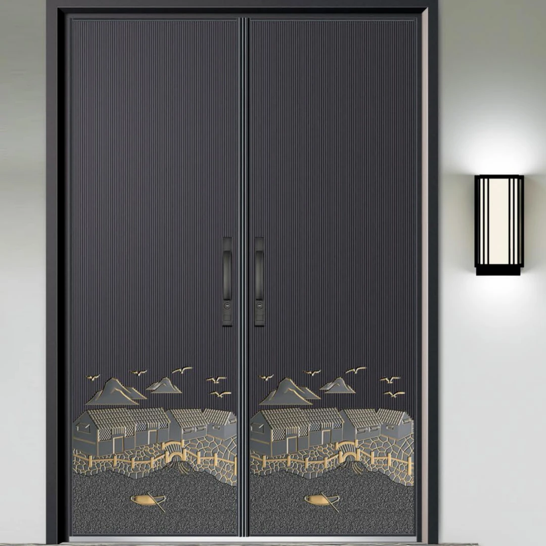 意向金别墅钢雕大门光端大气入户门自建房仿铸铝家用支持意向金