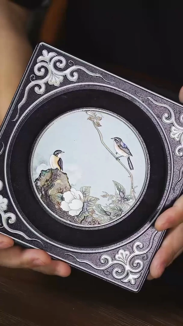 壹藏贰宝青色花鸟壶承