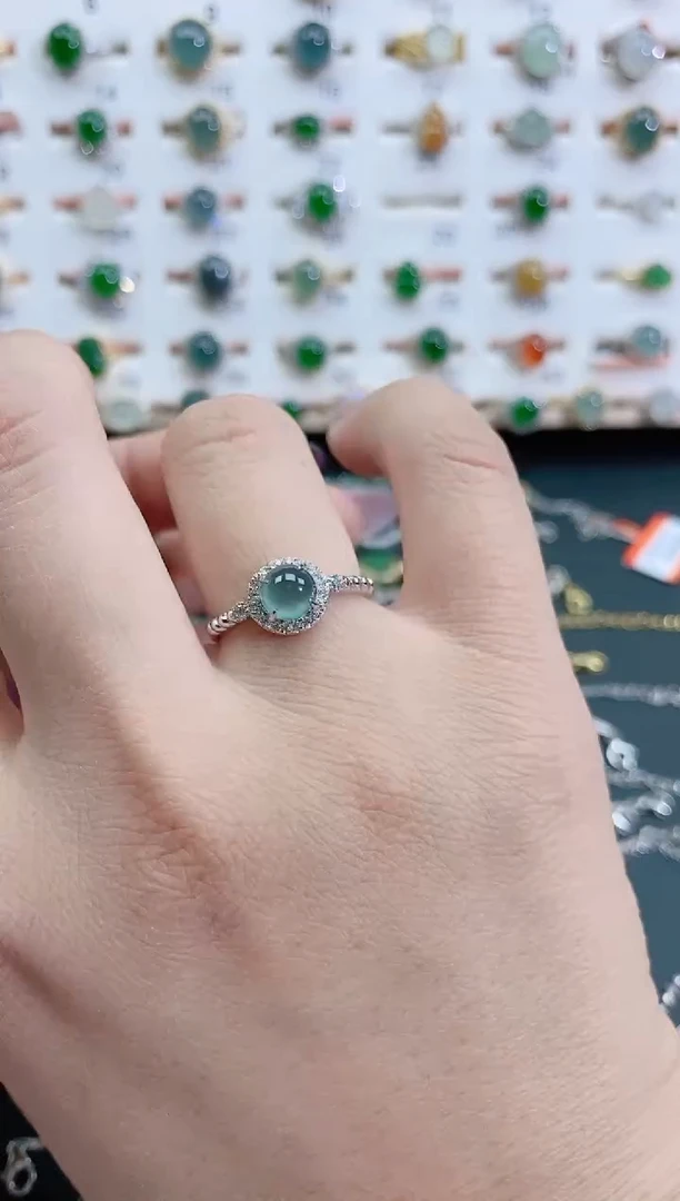 银S925镶嵌戒指翡翠天然翡翠