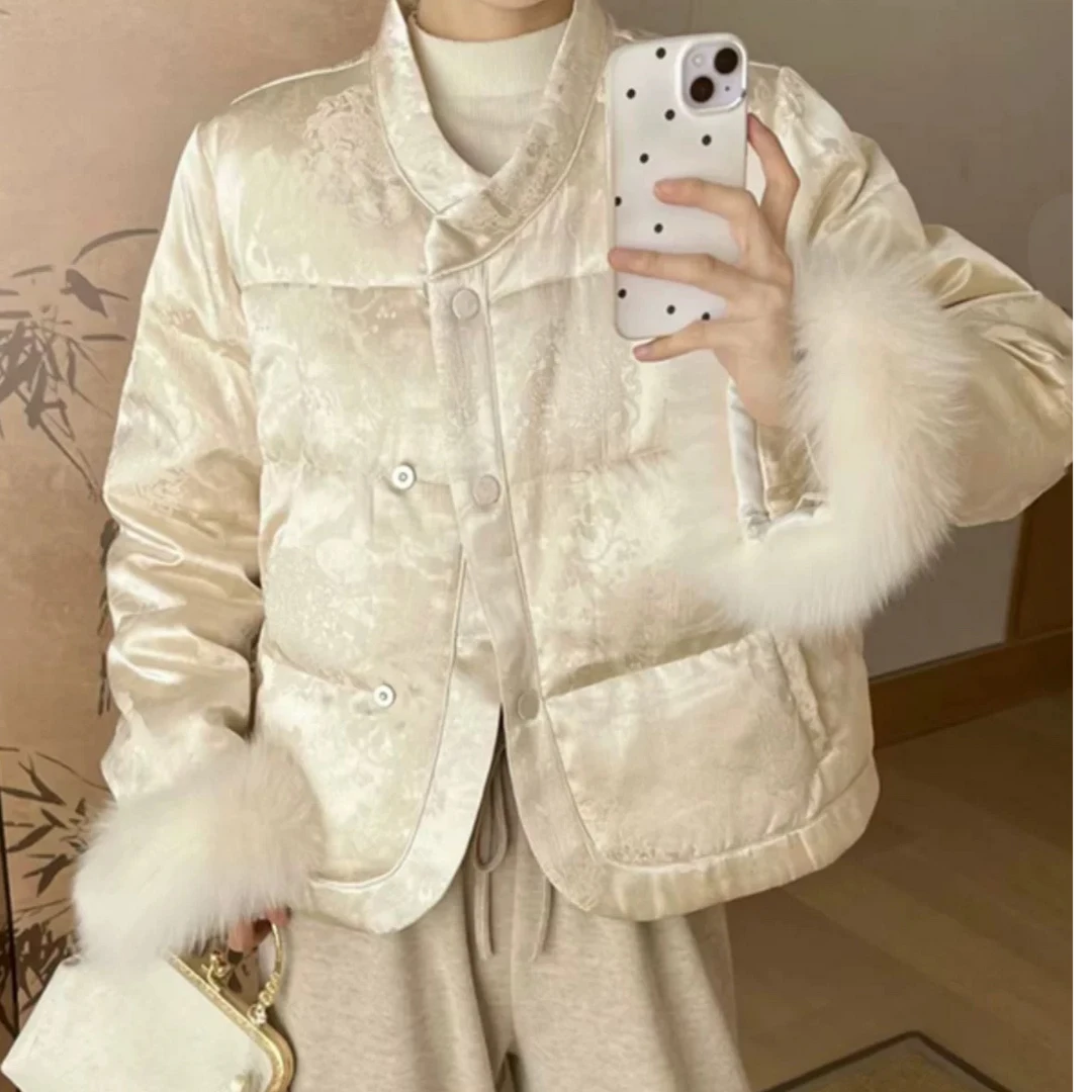 新中式圆领重工提花2024保暖国风时尚棉服外套81款