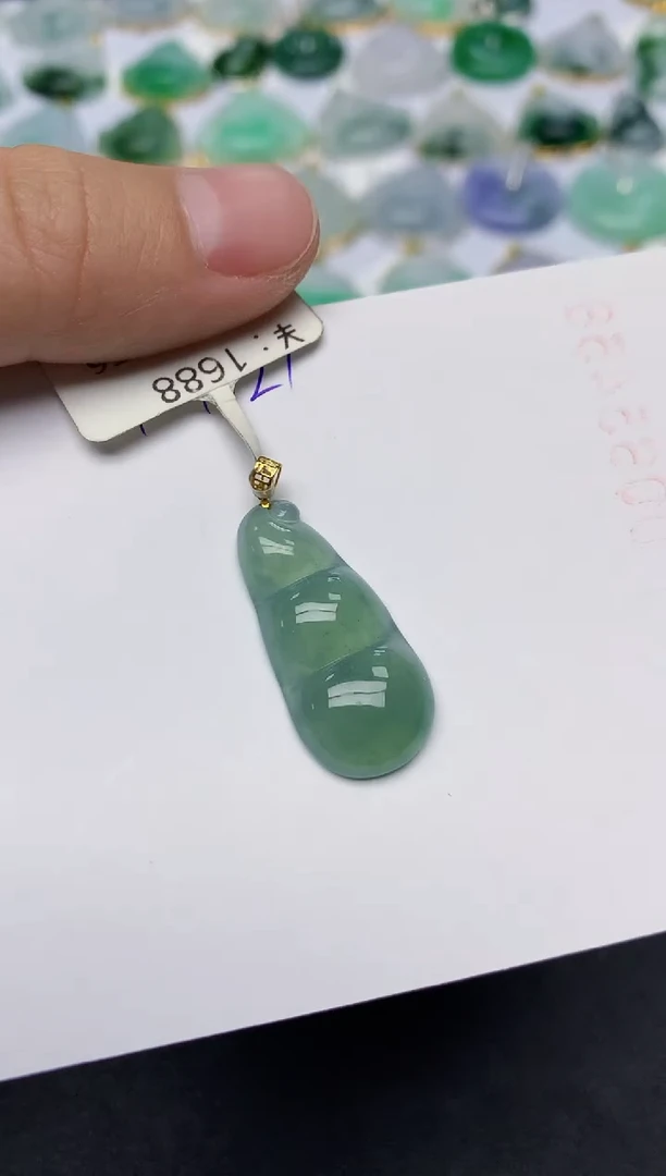 颈饰18K金镶嵌翡翠天然缅甸A货翡翠百元以上9元证书费自理