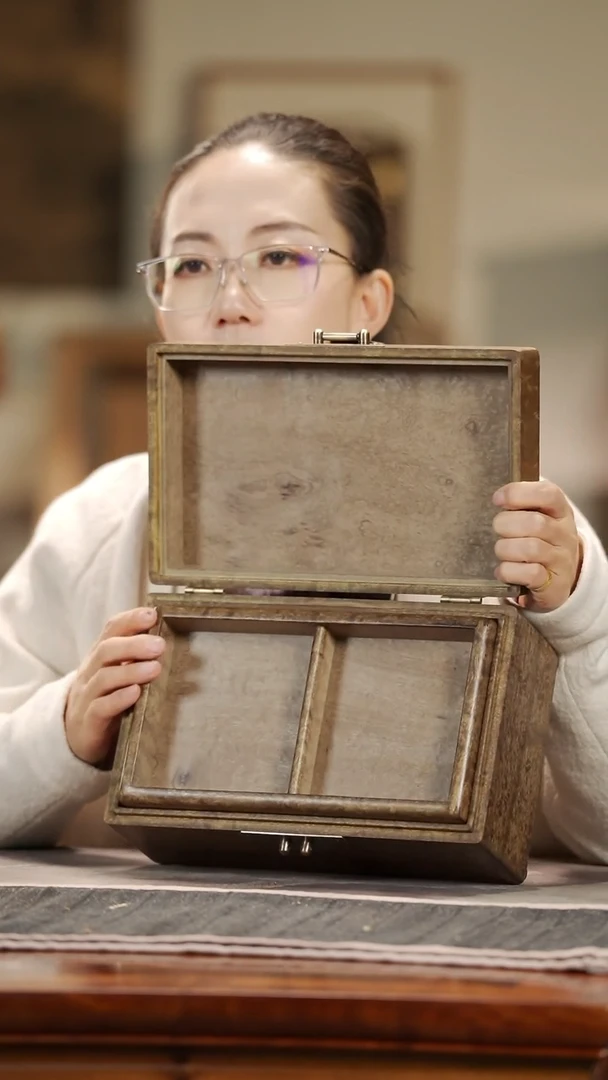 【闪购商品】金丝楠木雕379金玉满堂纹精工一木一器套盒首饰盒