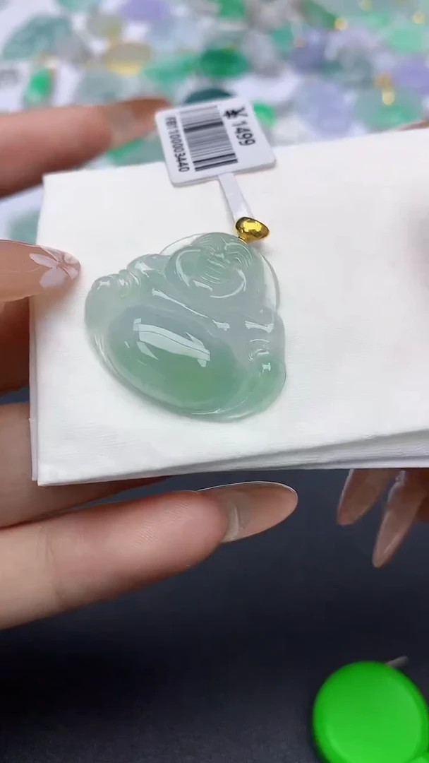 颈饰18K金镶嵌翡翠A货假一赔三支持复检百元上九元证书费自理