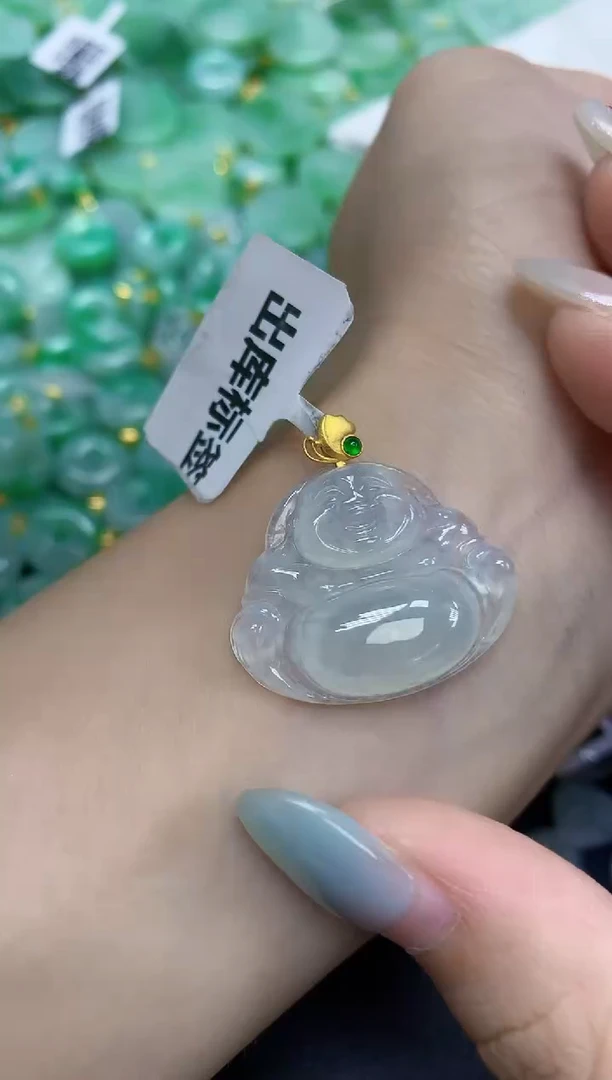 翡翠18K金镶嵌颈饰天然缅甸翡翠A货百元以上9元证书费自理