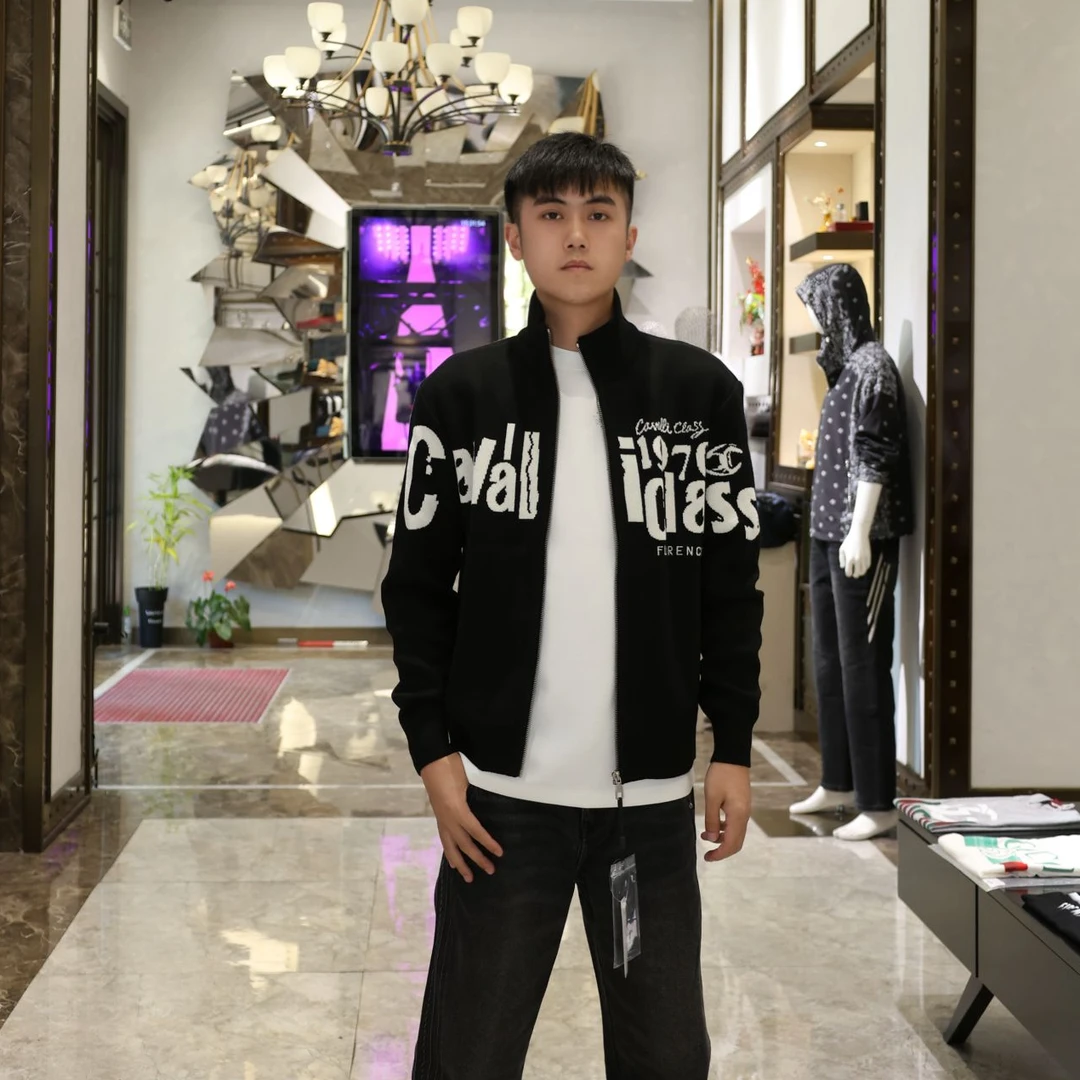品牌植绒大 LOGO Cavalli Class 针织开衫