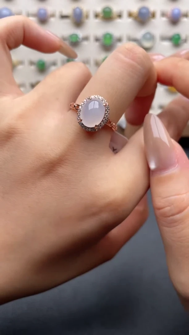 银S925镶嵌戒指翡翠一物一证一礼盒