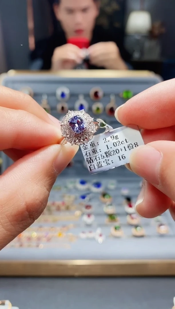 【闪购商品】蓝宝石戒指18K金镶嵌1.02.