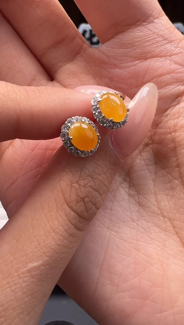 银S925镶嵌翡翠耳饰 缅甸珠宝严选