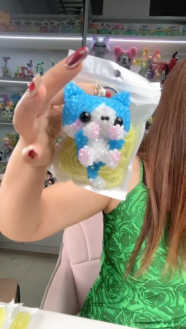 玻璃2011卡4水晶蓝猫材料包带钥匙扣柠檬黄玉色