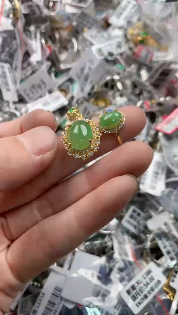 银S925镶嵌戒指翡翠333   6