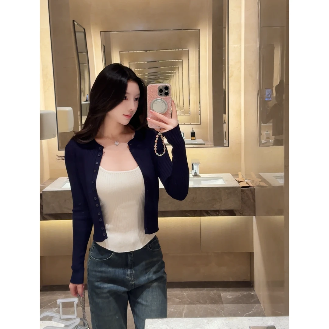 【xinuu专属】韩系纯欲辣妹针织吊带开衫两件套女百搭修身显瘦2025