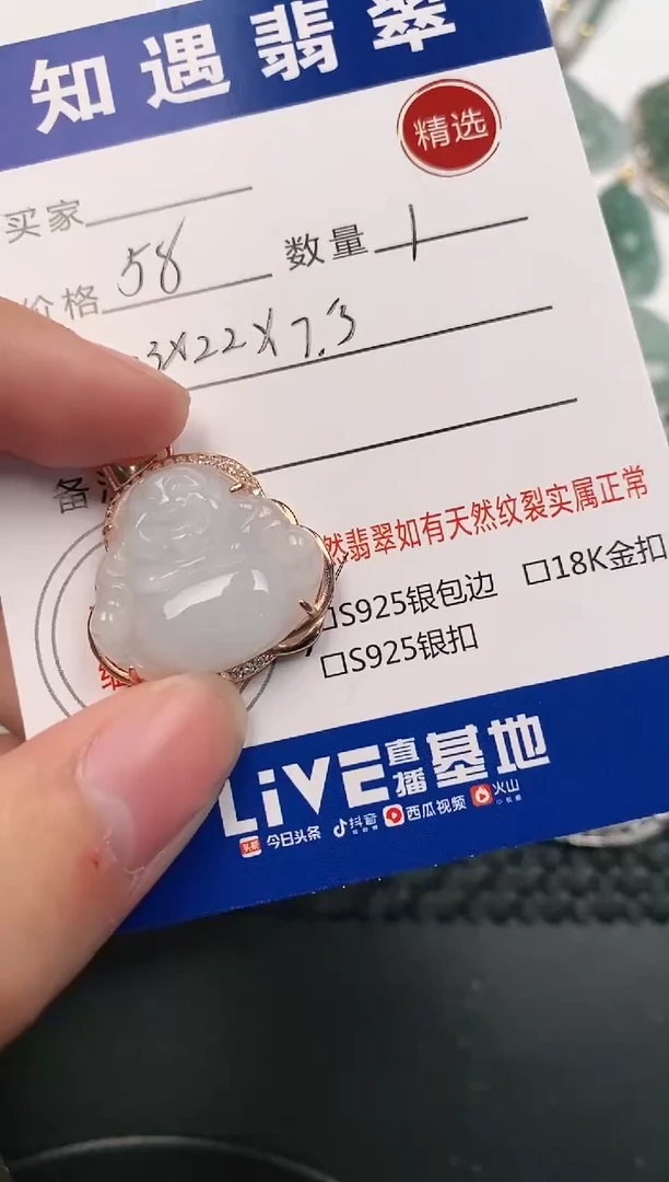 颈饰银S925镶嵌翡翠挂件