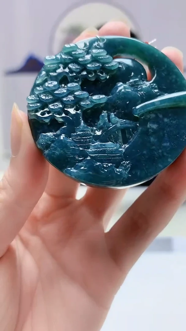 【闪购商品】定制翡翠未镶嵌5152zm-毛货挂件山水120