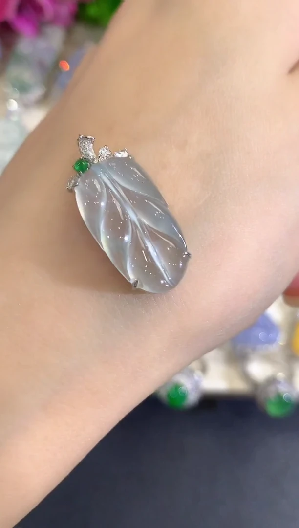 吊坠(不含链)18K金镶嵌翡翠a78