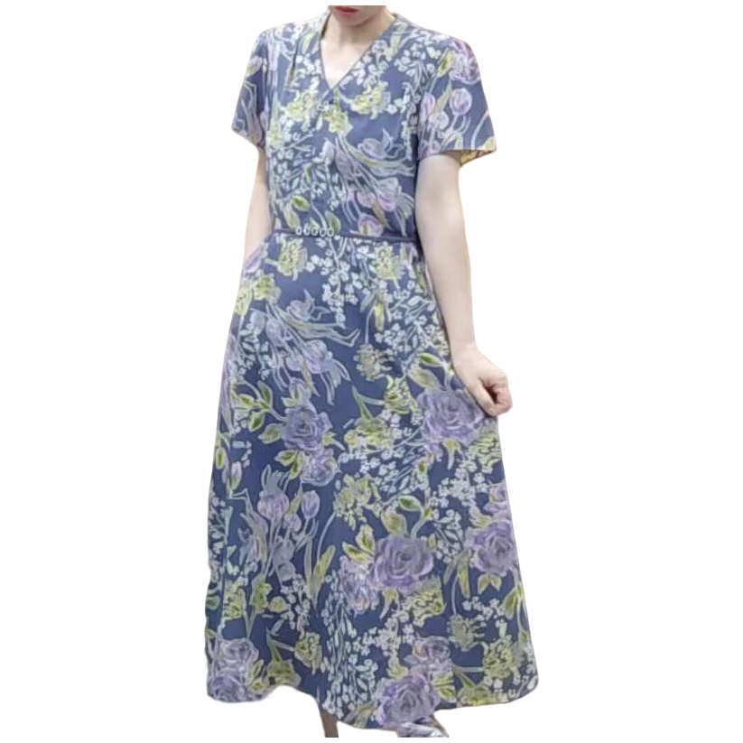 夏季新款显瘦收腰连衣裙-裙长110