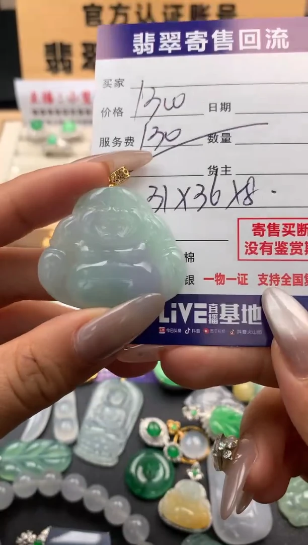 翡翠18K金镶嵌颈饰10126971