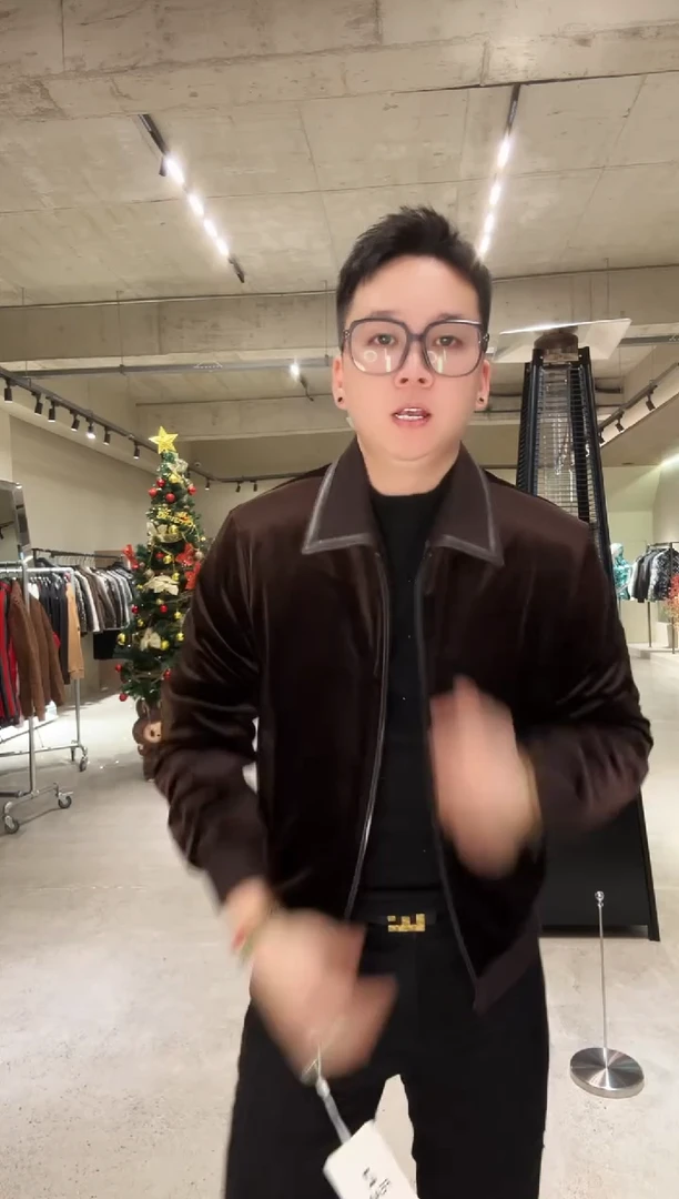 48码（130斤内）真皮拼接鹅绒夹克咖色