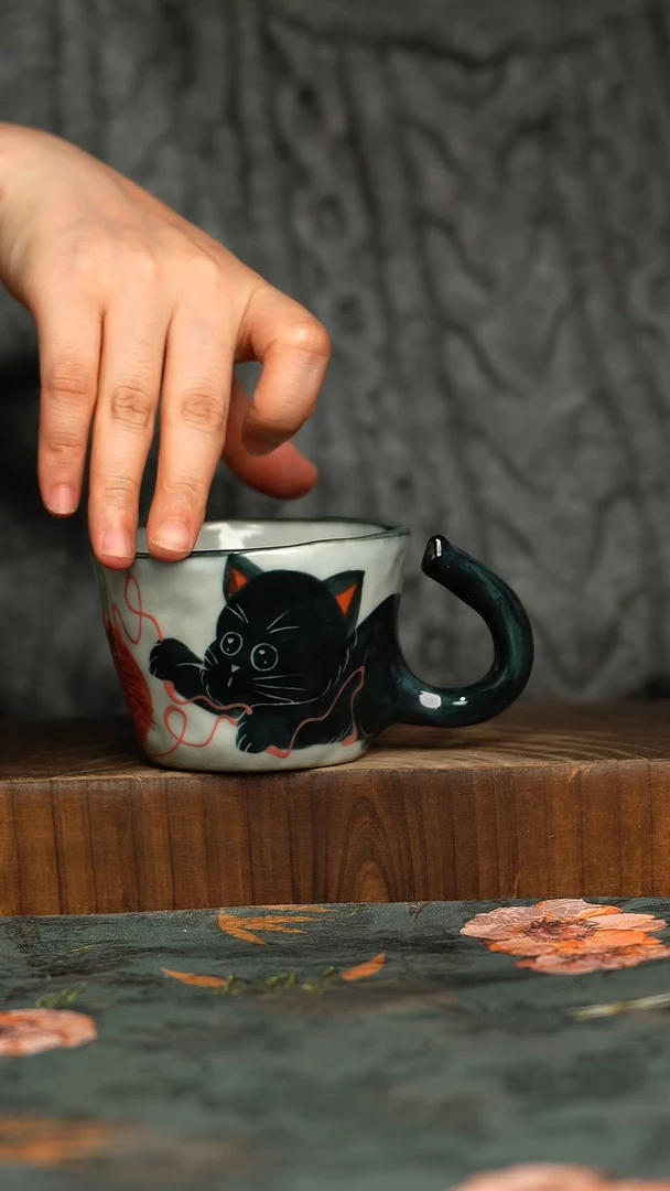 杯釉下彩手工手绘同款陶器