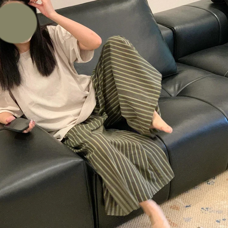 韩版简约纯色短袖睡衣女夏季2025新款圆领T恤大码睡裤家居服套装